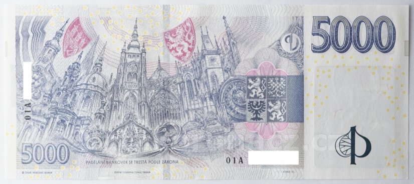 Bankovka 5000 Kč vzor 2023 s přítiskem - zahájení činnosti Národní banky Československé 2026 Série A