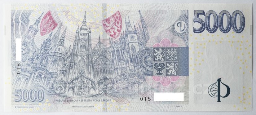 Bankovka 5000 Kč vzor 2023 s přítiskem - zahájení činnosti Národní banky Československé 2026 Série S