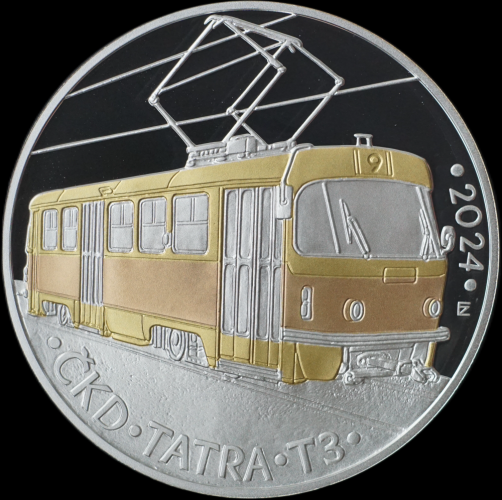 Stříbrná mince 500Kč 2024 Tramvaj ČKD Tatra T3 - Provedení: PROOF