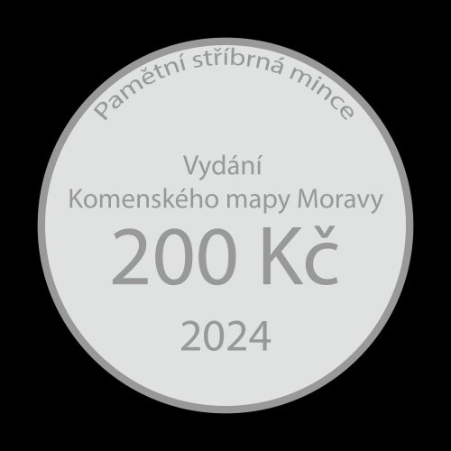 Stříbrná mince 200 Kč 2024 Vydání Komenského mapy Moravy - type: PROOF