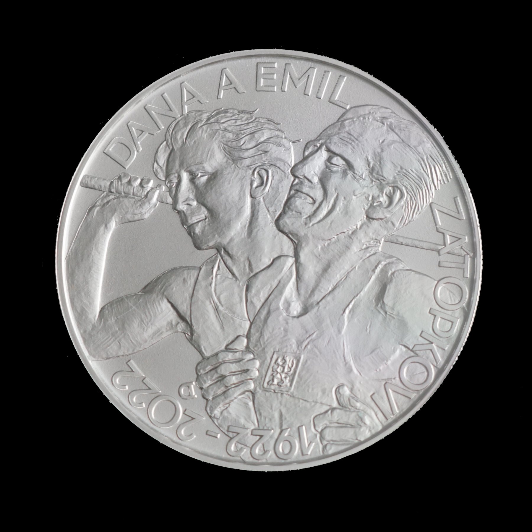 Commemorative silver coin for the 100th anniversary of the birth of Dana and Emil Zátopek