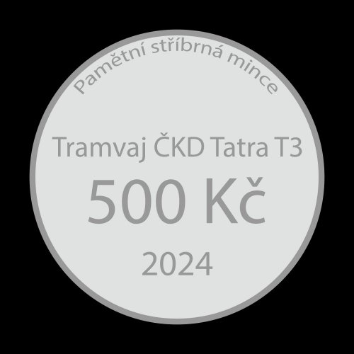 Stříbrná mince 500Kč 2024 Tramvaj ČKD Tatra T3 - type: Standard
