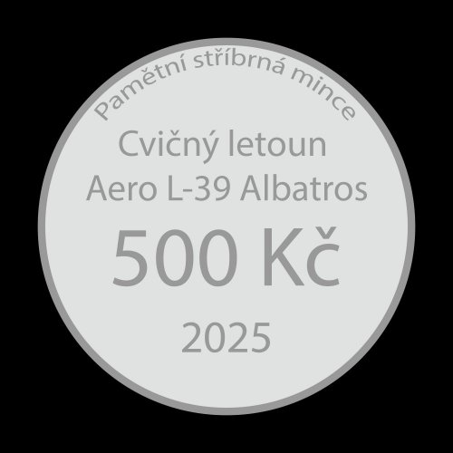 Stříbrná mince 500Kč 2025 Cvičný letoun Aero L-39 Albatros - type: PROOF