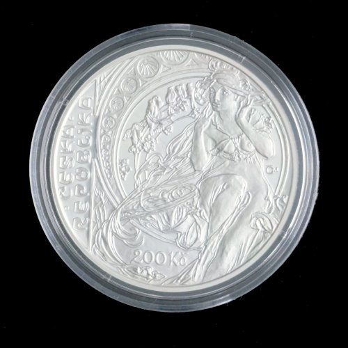Stříbrná mince 200 Kč 2010 Alfons Mucha - Provedení: PROOF