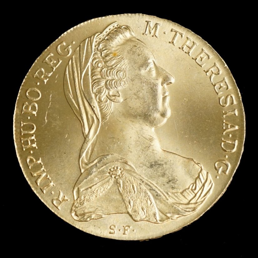 Stříbrný tolar Marie Terezie 1780 (novoražba) Pozlacená