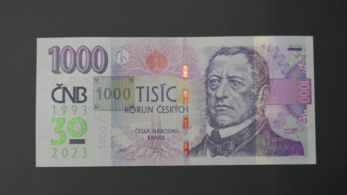 Commemorative banknote 2023 - 1000 with the imprint of the 30th anniversary of the Czech National Bank and the Czech currency