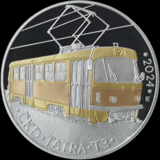 Stříbrná mince 500Kč 2024 Tramvaj ČKD Tatra T3