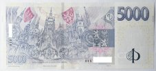 Bankovka 5000 Kč vzor 2023 s přítiskem - zahájení činnosti Národní banky Československé 2026 Série V