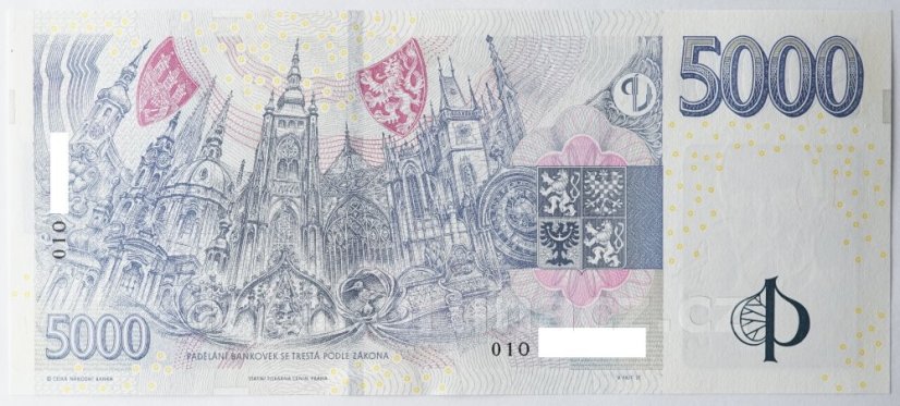 Bankovka 5000 Kč vzor 2023 s přítiskem - zahájení činnosti Národní banky Československé 2026 Série O