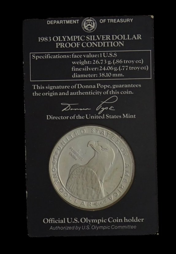 USA - 1 Dollar 1983 S Omympiad sběratelská karta