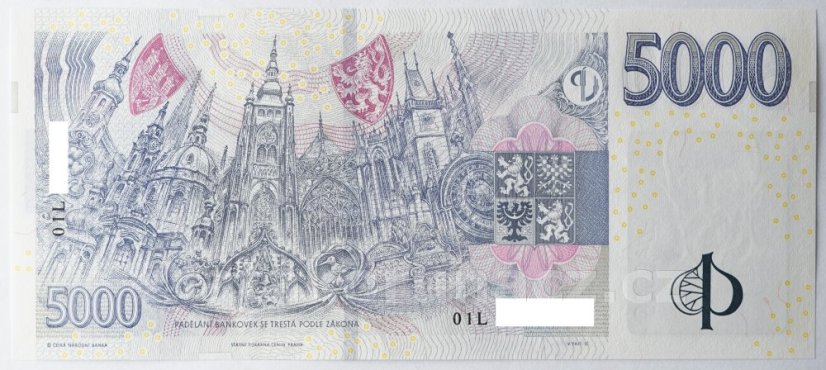 Bankovka 5000 Kč vzor 2023 s přítiskem - zahájení činnosti Národní banky Československé 2026 Série L