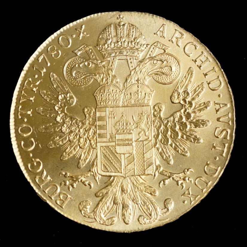 Stříbrný tolar Marie Terezie 1780 (novoražba) Pozlacená