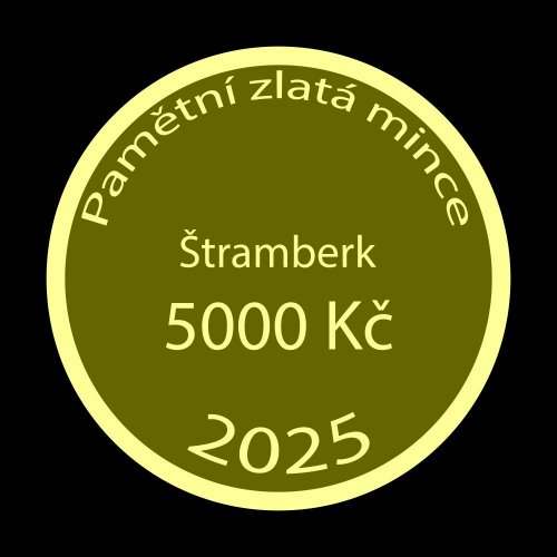 Zlatá mince 5000 Kč 2025 Štramberk