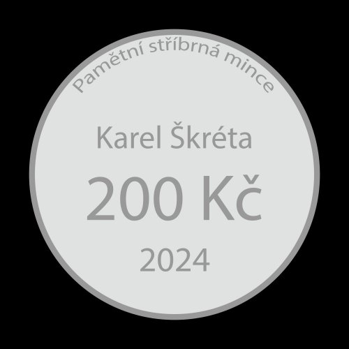 Stříbrná mince 200 Kč 2024 Karel Škréta - type: PROOF